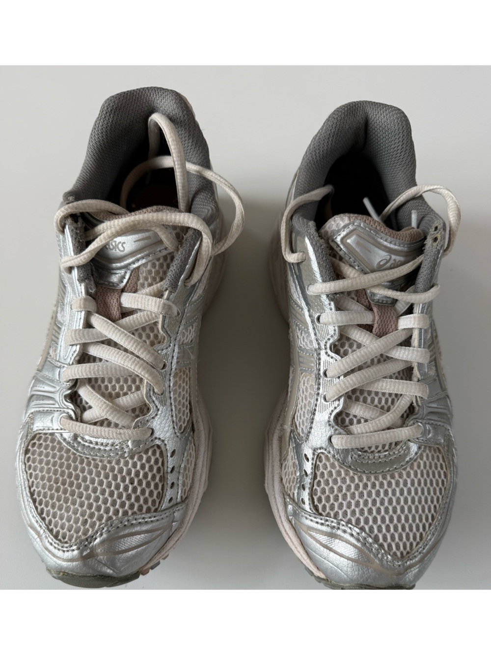 Asics Silver and Beige Women's Athletic Sneakers